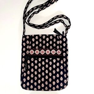 Vera Bradley, black purse.  Zipper and pouch outside..